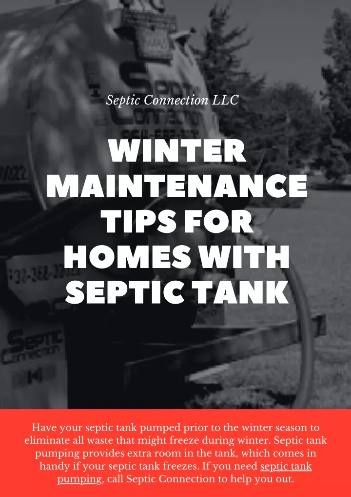 WINTER MAINTENANCE TIPS FOR HOMES WITH SEPTIC TANK