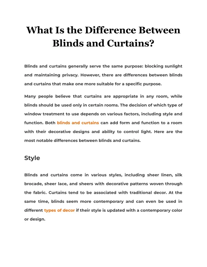 PPT - What Is The Difference Between Blinds And Curtains? PowerPoint ...