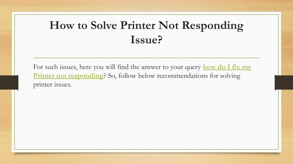 My Printer Is Not Responding