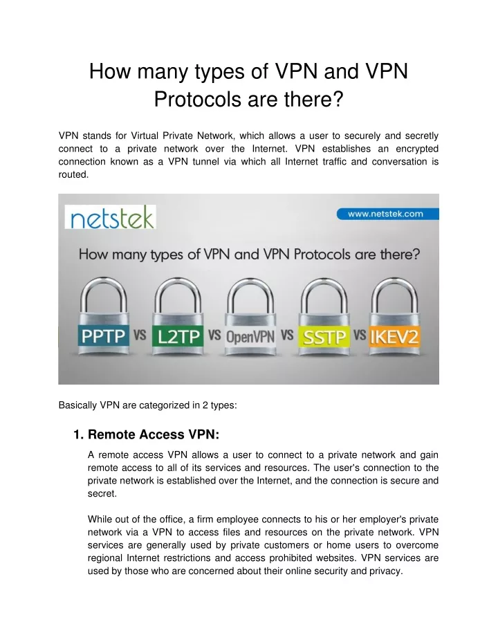 PPT - NetsTek - How Many Types Of VPN And VPN Protocols Are There ...