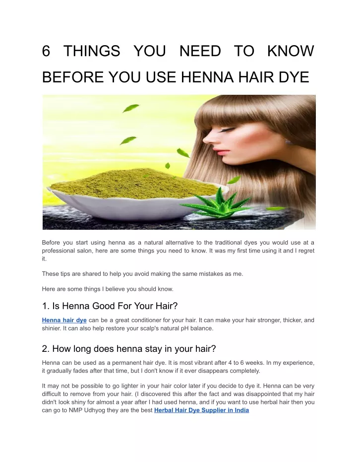 Ppt 6 Things You Need To Know Before You Use Henna Hair Dye