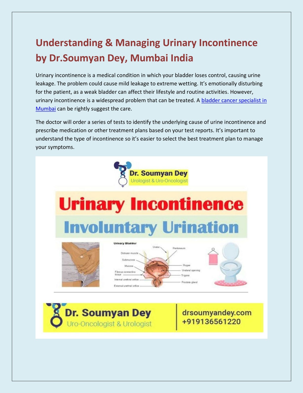 Ppt Know More About Understanding And Managing Urinary Incontinence By Drsoumyan Dey Powerpoint 