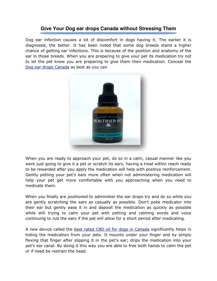 PPT Give Your Dog ear drops Canada without Stressing Them PowerPoint