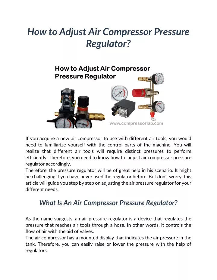 PPT How to Adjust Air Compressor Pressure Regulator PowerPoint