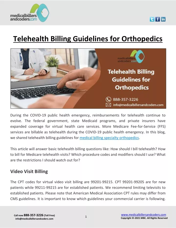 PPT Telehealth Billing Guidelines for Orthopedics PowerPoint
