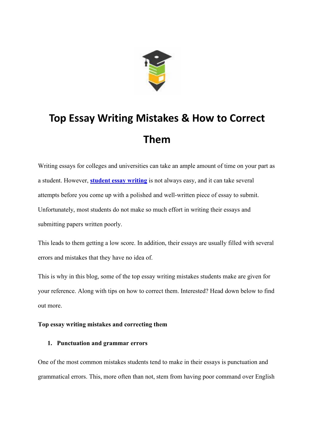 essay with mistakes to correct