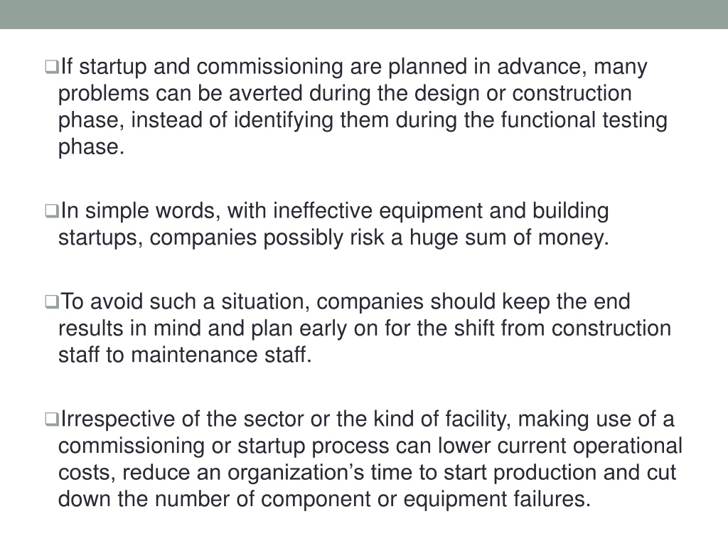 PPT - Reconsidering the Potential of Commissioning and Startup ...