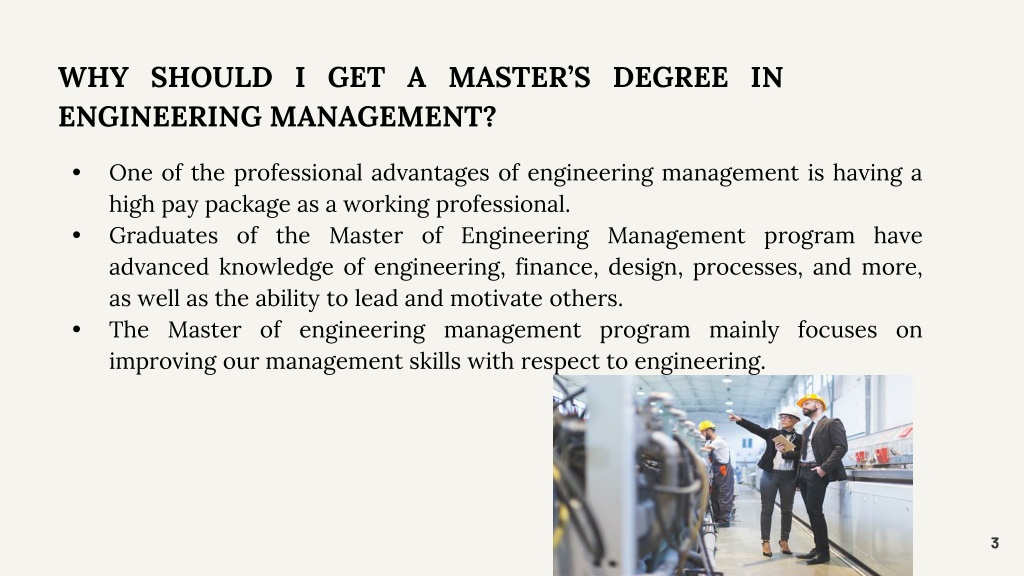 PPT - TOP THINGS TO KNOW ABOUT MASTERS IN ENGINEERING MANAGEMENT ...