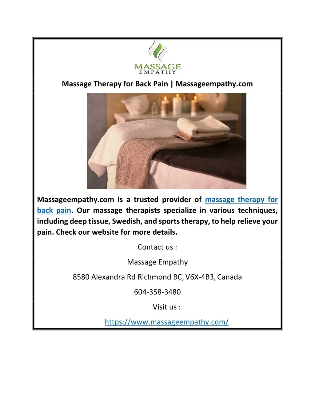 PPT - Massage Therapy for Back Pain | Massageempathy.com PowerPoint ...