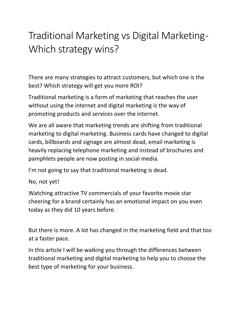 PPT - Traditional Marketing vs Digital Marketing - Which strategy wins ...