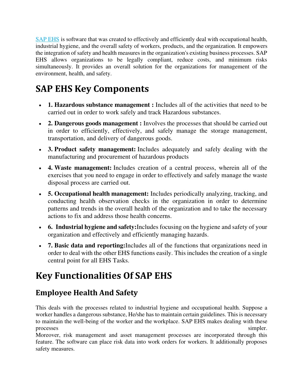 sap ehs material assignment table