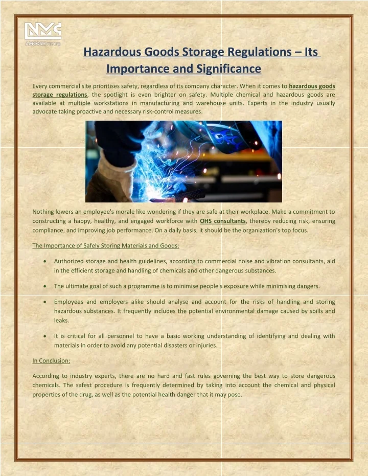 PPT Hazardous Goods Storage Regulations Its Importance and