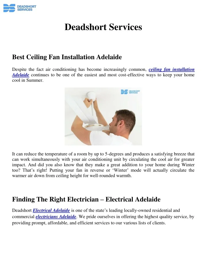 PPT Best Ceiling Fan Installation Adelaide PowerPoint Presentation