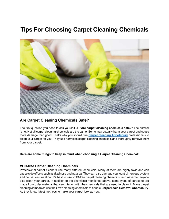 PPT - Tips For Choosing Carpet Cleaning Chemicals PowerPoint ...