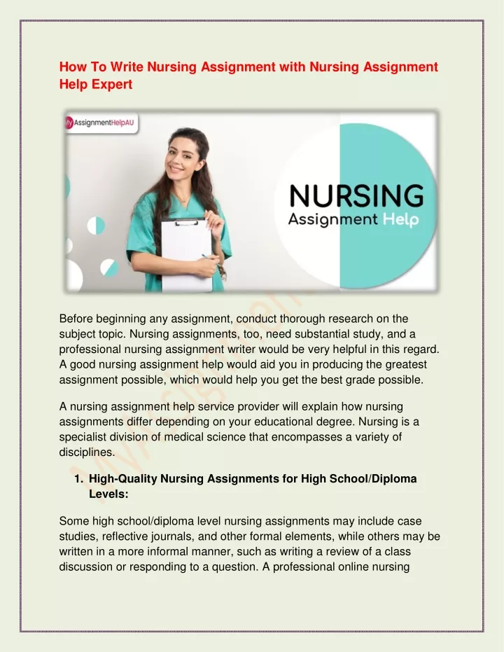 how to start nursing assignment
