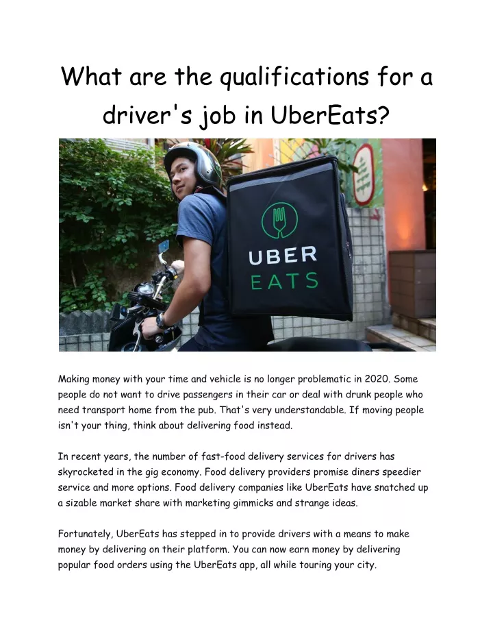 ppt-list-of-qualifications-for-a-driver-s-job-in-uber-eats-powerpoint