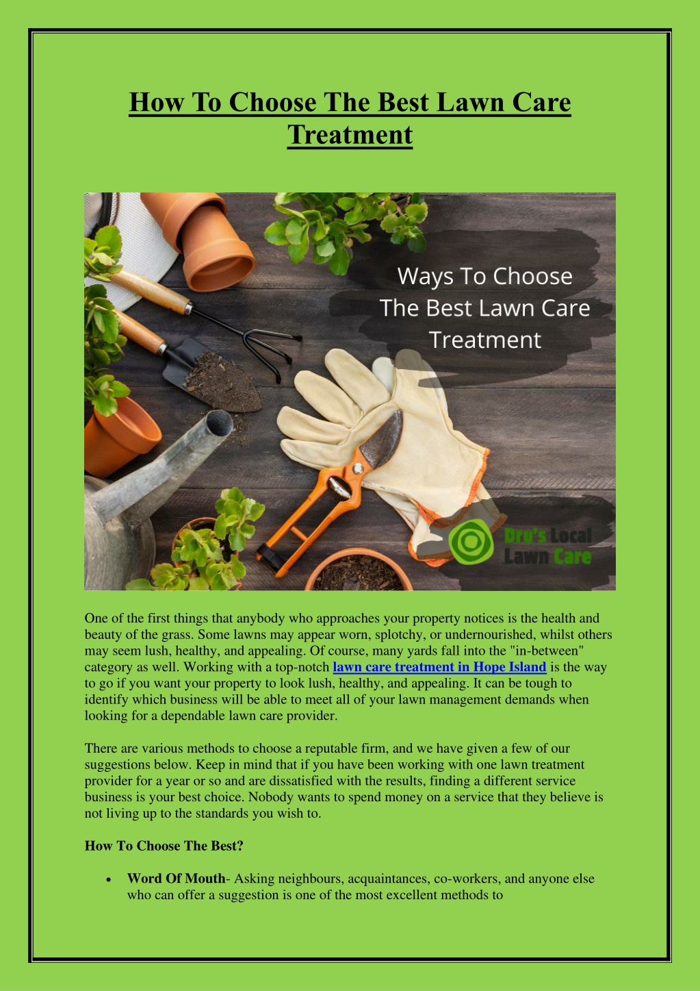 PPT - How To Choose The Best Lawn Care Treatment? PowerPoint ...