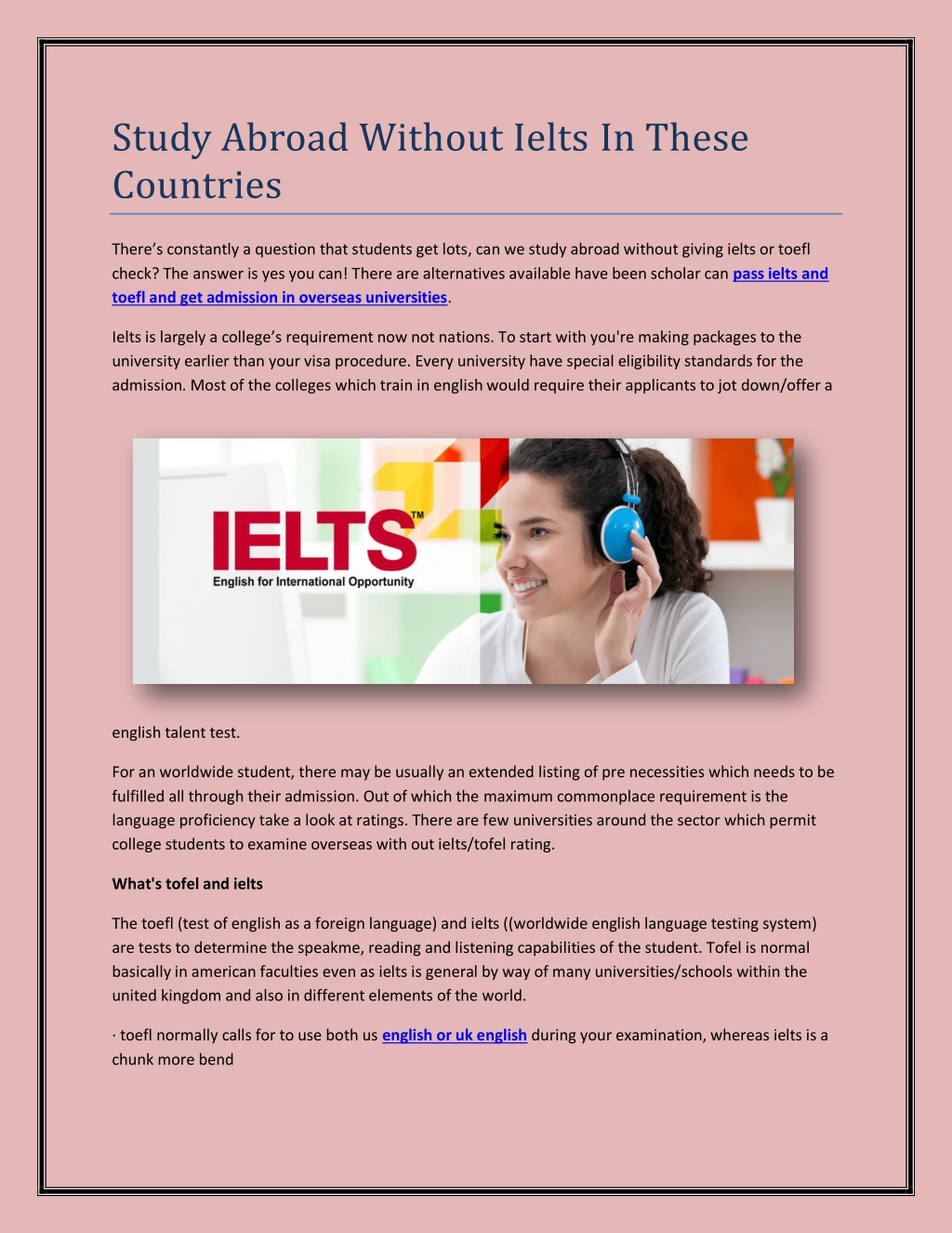 PPT - Study Abroad Without Ielts In These Countries PowerPoint ...