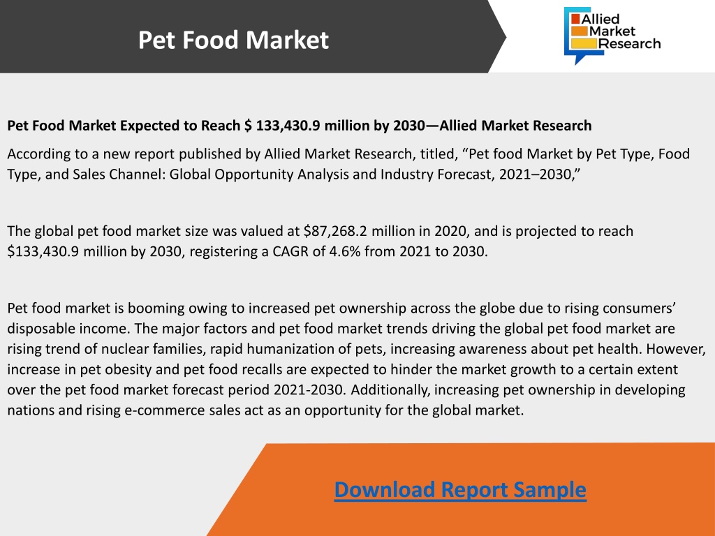 PPT - Pet Food Market Expected to Reach $ 133,430.9 million by 2030 ...