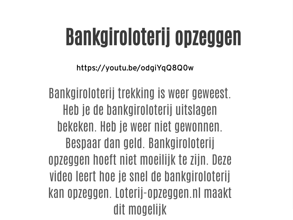 PPT Bankgiroloterij opzeggen PowerPoint Presentation, free download