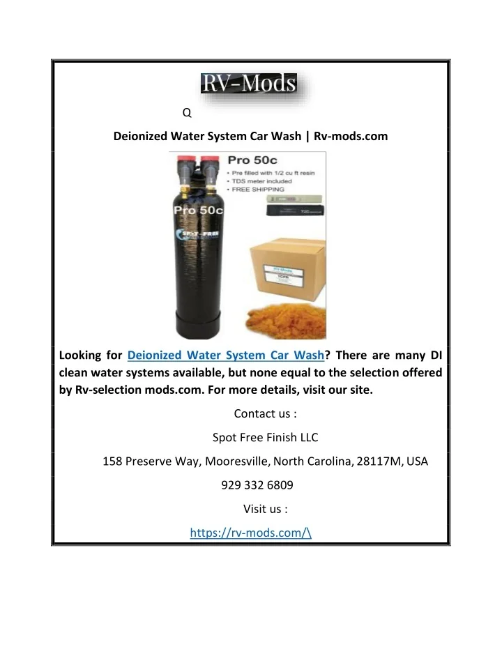 PPT Deionized Water System Car Wash PowerPoint