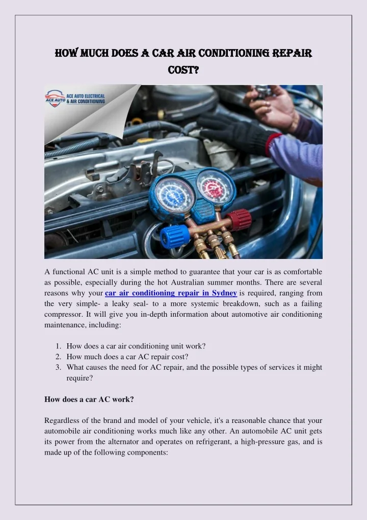 PPT How Much Does A Car Air Conditioning Repair Cost PowerPoint
