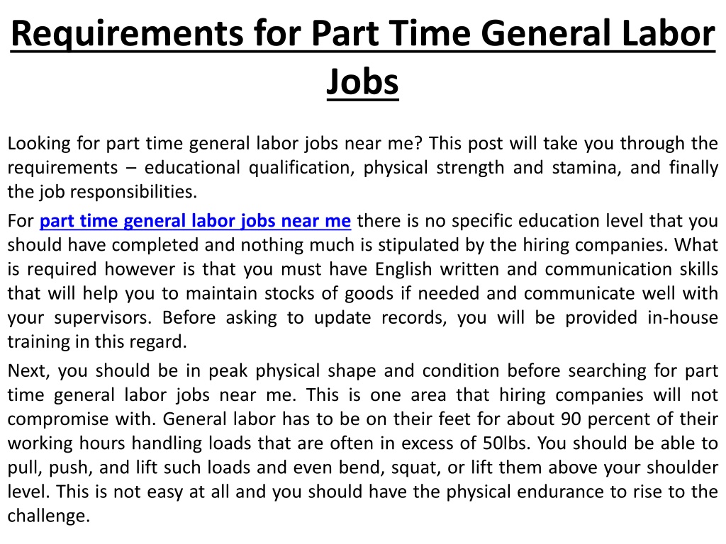 ppt-requirements-for-part-time-general-labor-jobs-powerpoint