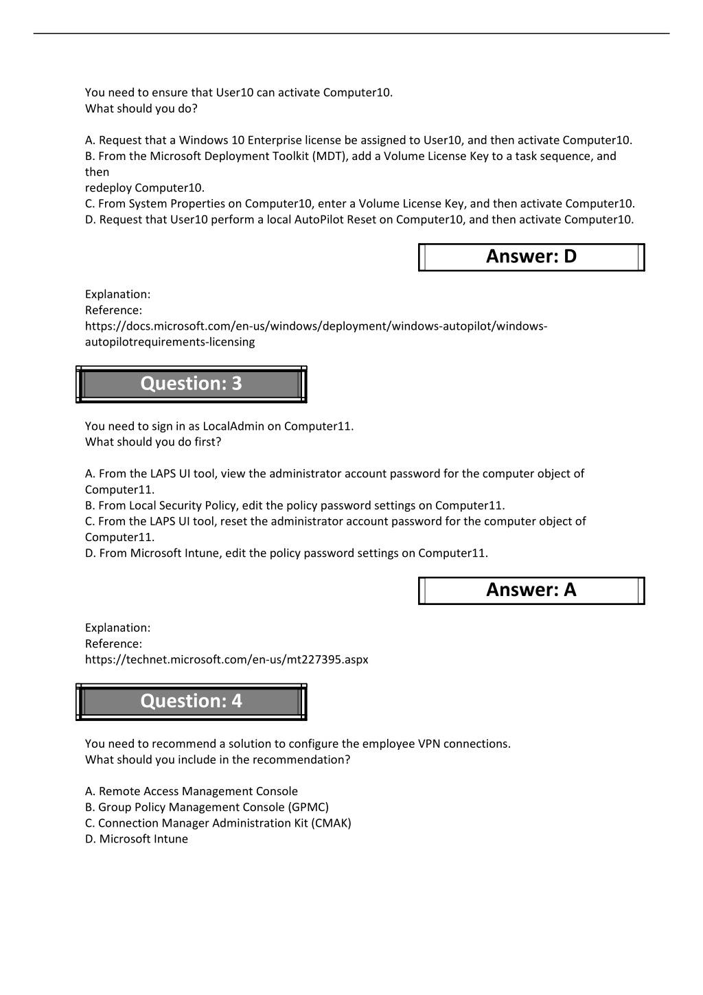 New MD-100 Dumps Free