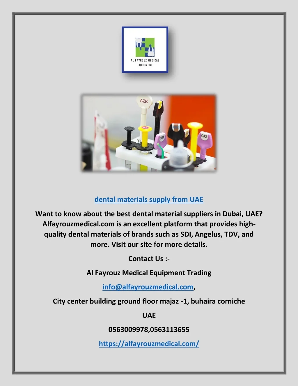 PPT Dental Materials Supply From UAE