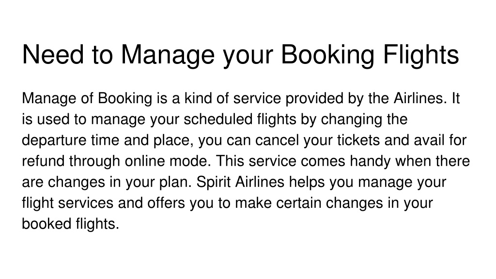 PPT - Spirit Airlines Manage Booking PowerPoint Presentation, free ...