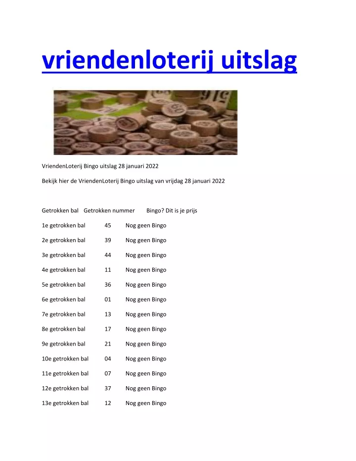 PPT vriendenloterij uitslag PowerPoint Presentation, free download