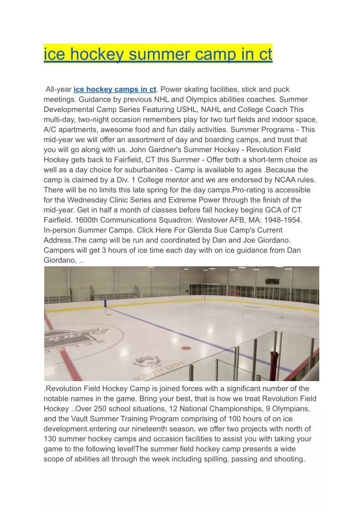 PPT ice hockey summer camp in ct PowerPoint Presentation, free