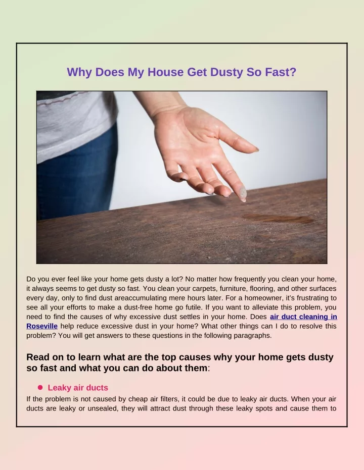 PPT Reasons Why Your House Get Dusty So Fast PowerPoint Presentation