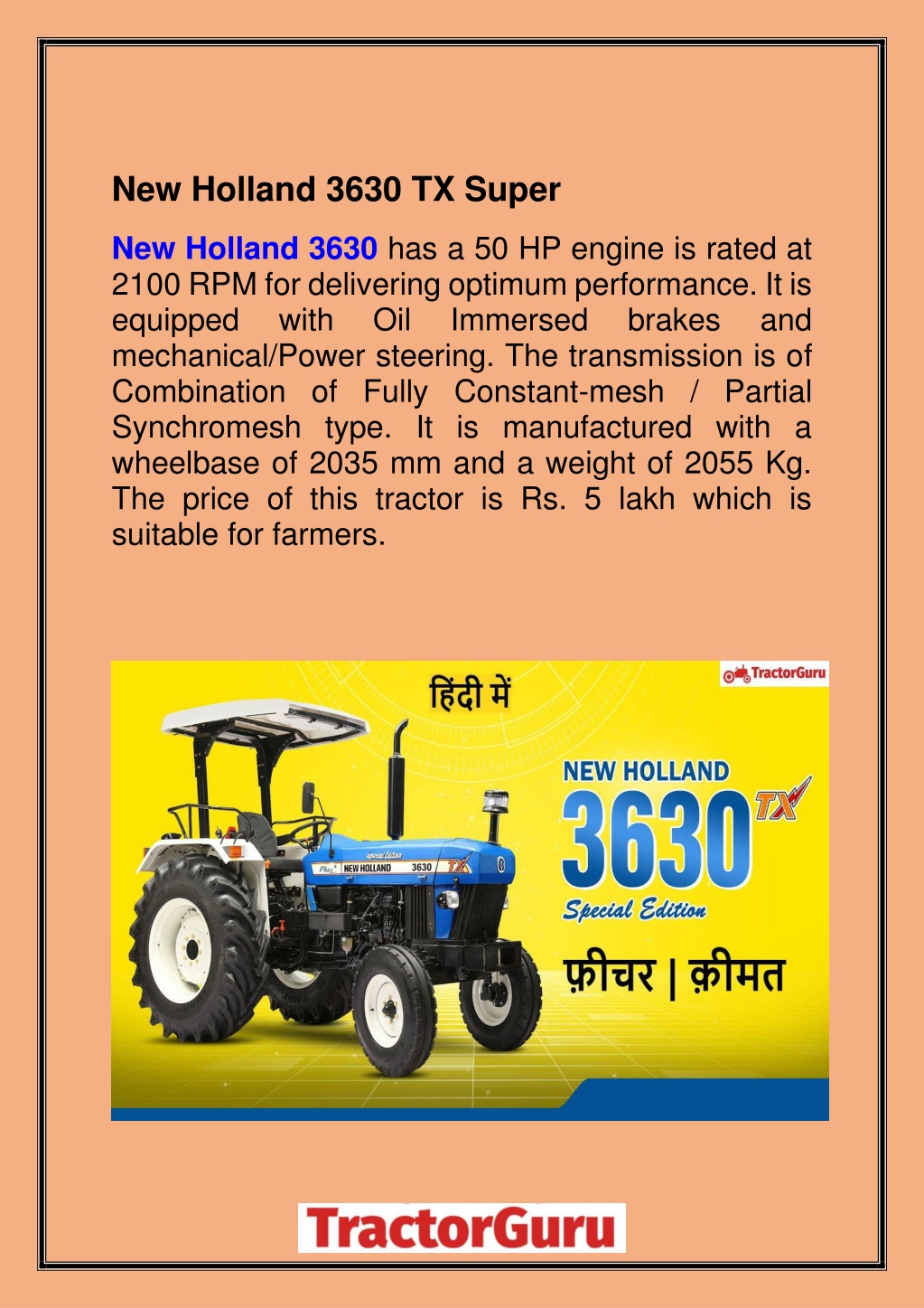 PPT - New Holland Tractor In India PowerPoint Presentation, free download -  ID:11132638