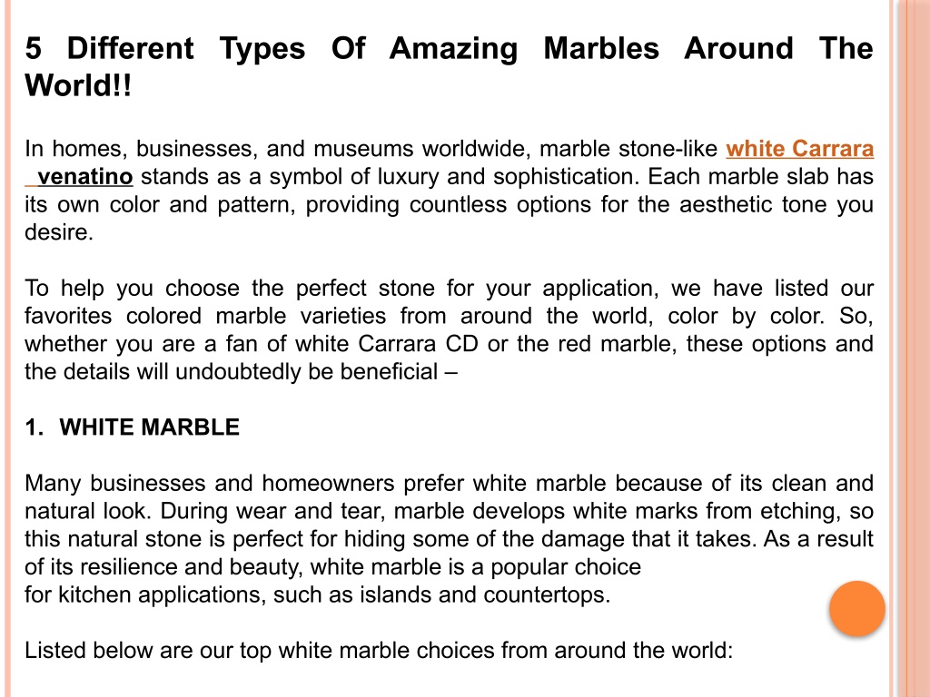 PPT - 5 Different Types Of Amazing Marbles Around The World ...