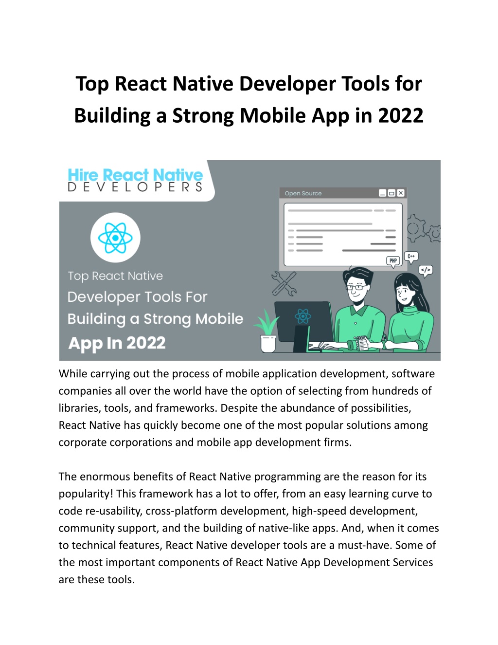 Ppt Top React Native Developer Tools For Building A Strong Mobile App In 2022 Powerpoint