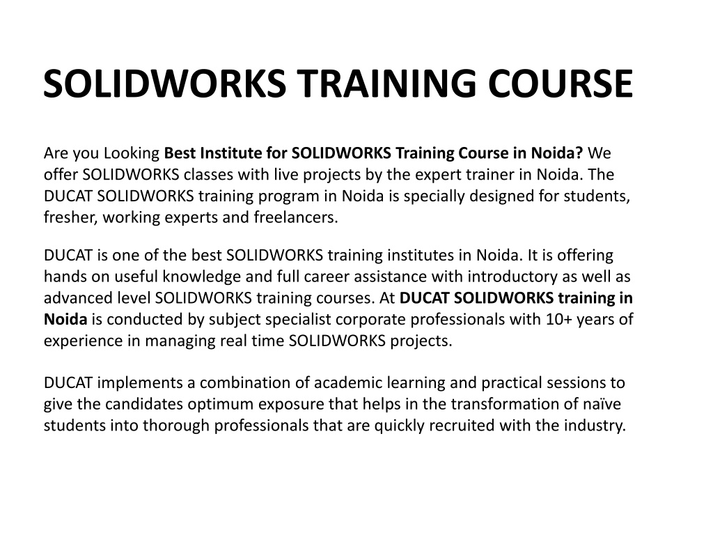 PPT - Best SOLIDWORKS Training Institute PowerPoint Presentation, Free ...