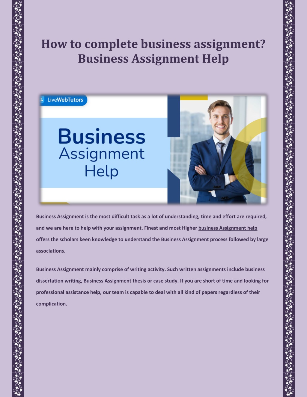 how to do the higher business assignment