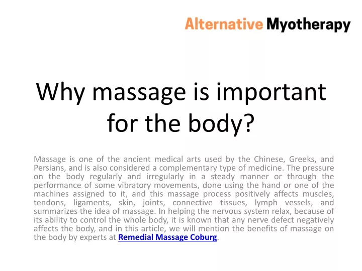 Ppt Why Massage Is Important For The Body Powerpoint Presentation Free Download Id11136407