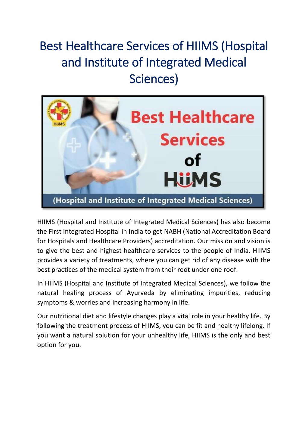 PPT - Best Healthcare Services Of HiiMS (Hospital And Institute Of ...