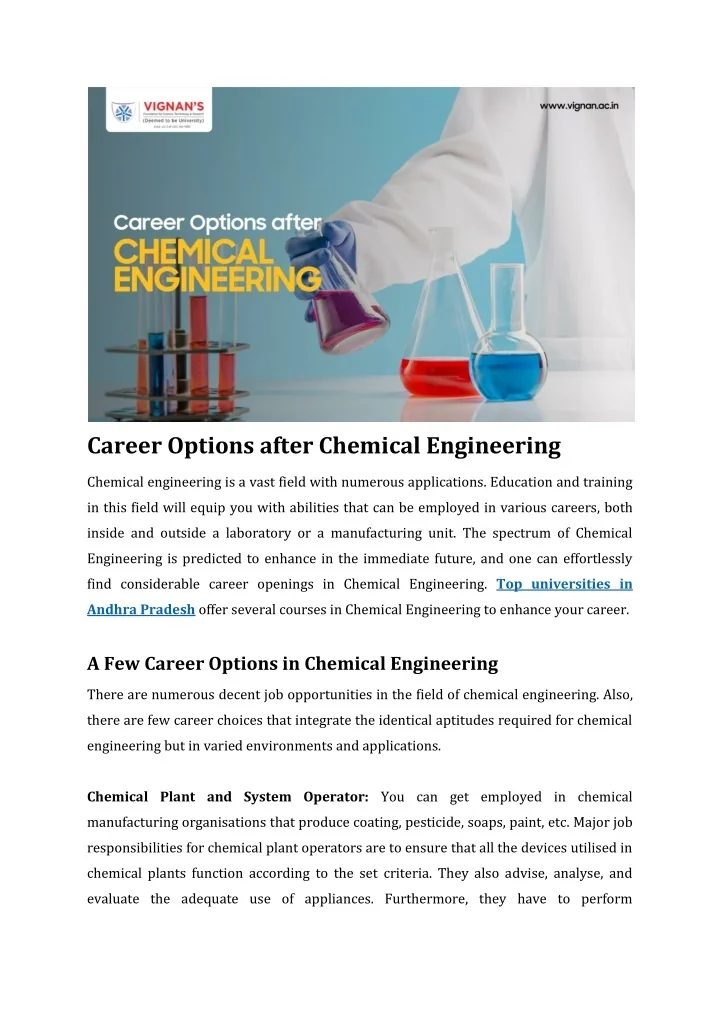 PPT Career Options after Chemical Engineering PowerPoint Presentation