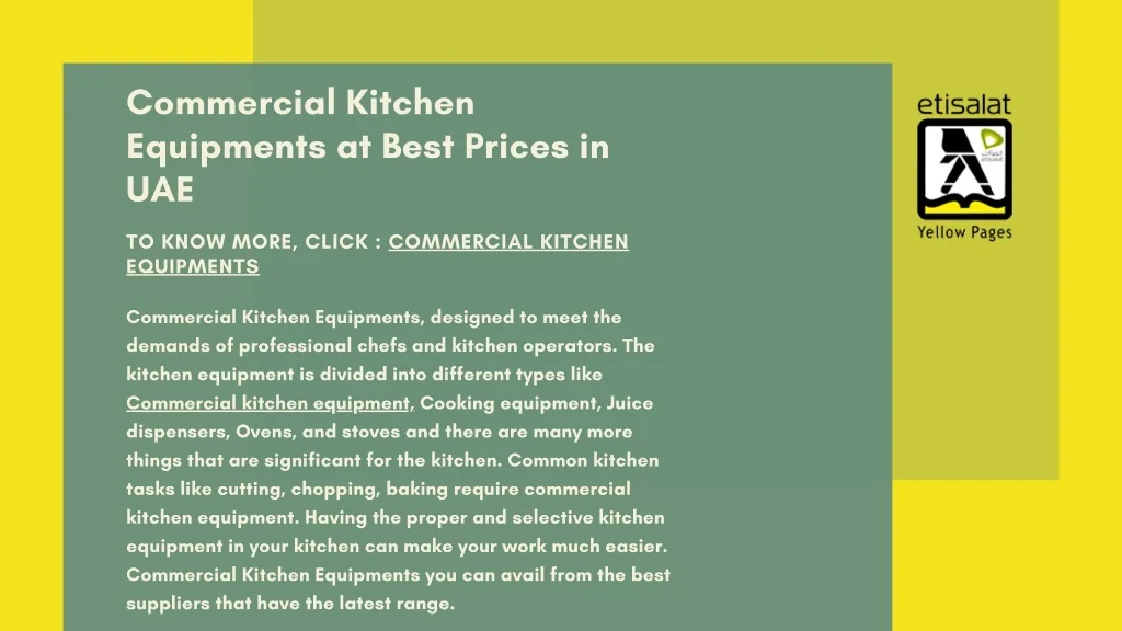 PPT - Commercial Kitchen Equipments at Best Prices in UAE PowerPoint ...