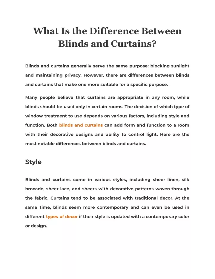 PPT - What Is The Difference Between Blinds And Curtains? PowerPoint ...