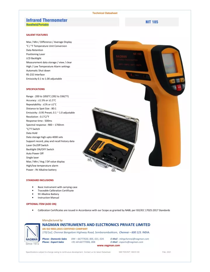 PPT - Infrared Thermometer Calibration NIT-185 PowerPoint Presentation ...