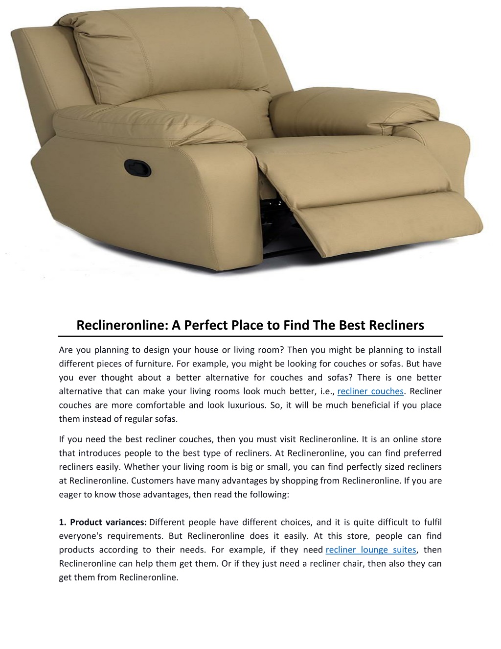 PPT A Perfect Place to Find The Best Recliners