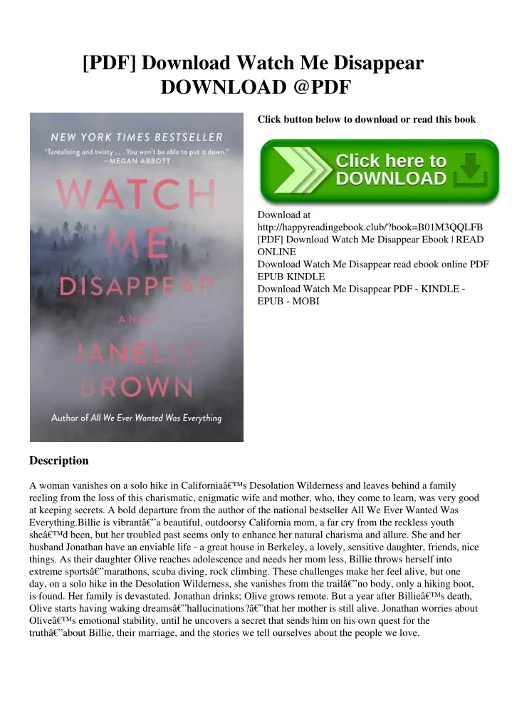 PPT [PDF] Download Watch Me Disappear DOWNLOAD PDF PowerPoint
