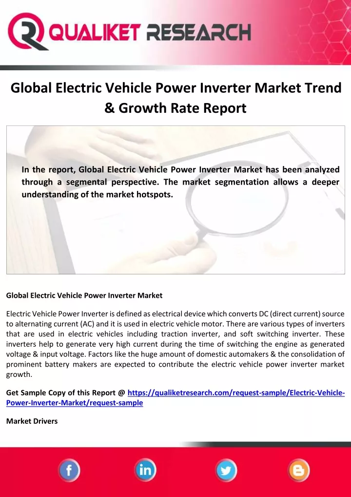PPT Global Electric Vehicle Power Inverter Market PowerPoint