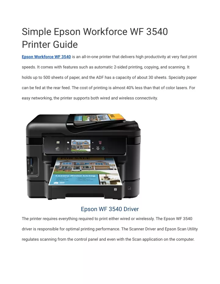 PPT - Simple Epson Workforce WF 3540 Printer Guide PowerPoint ...