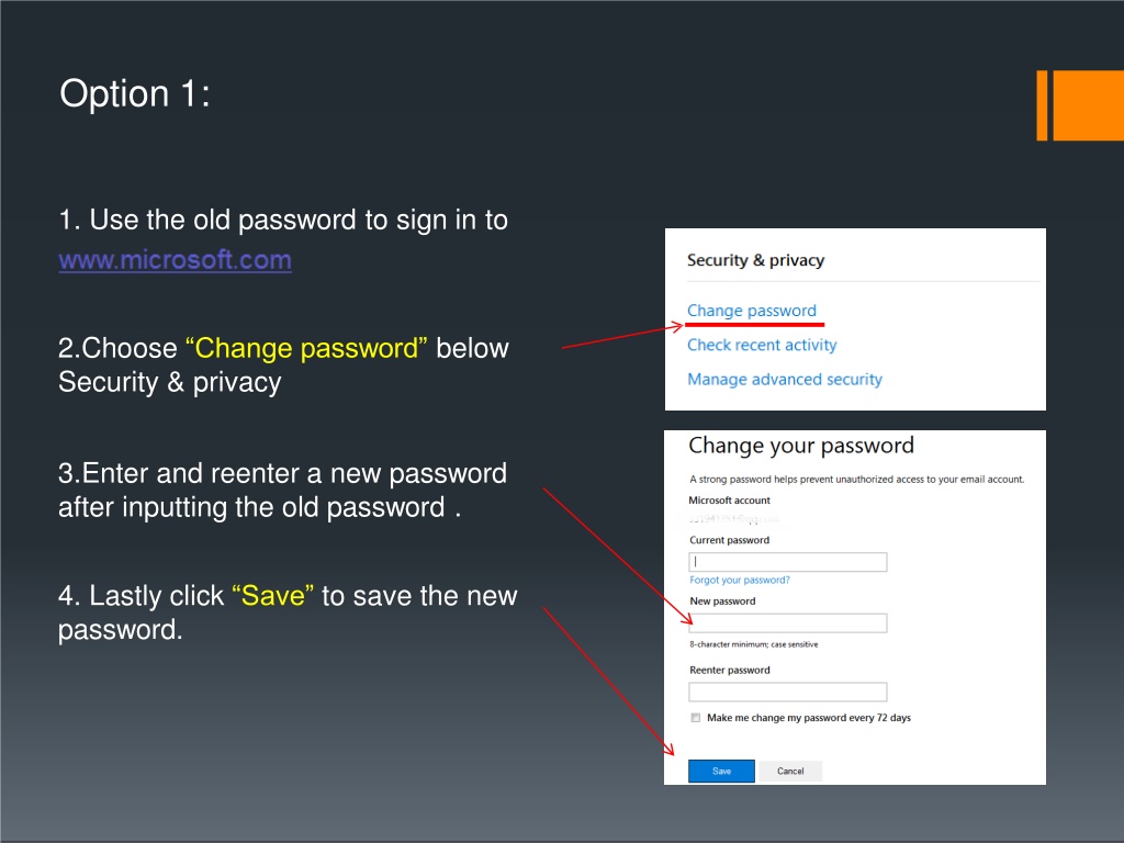 Ppt account live com password reset powerpoint presentation free