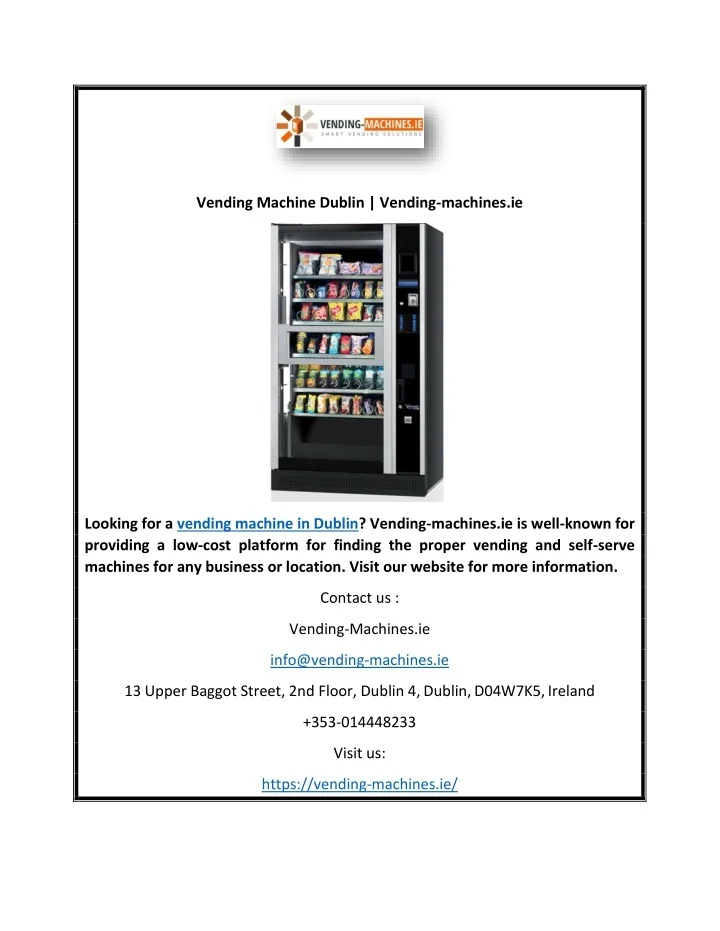 PPT Vending Machine Dublin Vendingmachines.ie PowerPoint